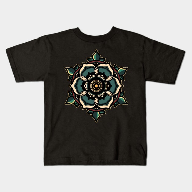 rose mandala Kids T-Shirt by donipacoceng